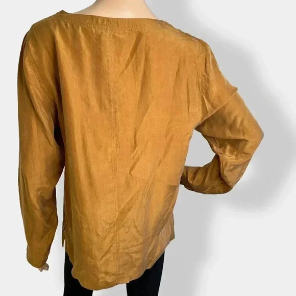 Vintage Jordan Gold Long Sleeve Silk Blouse - Picture 3 of 5